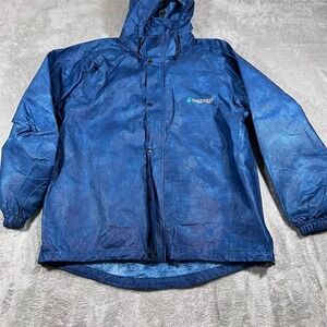 Frogg Toggs Men's Blue Waterproof Rain Jacket‎ Size L Hooded Lightweight